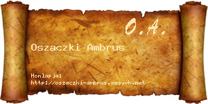 Oszaczki Ambrus névjegykártya